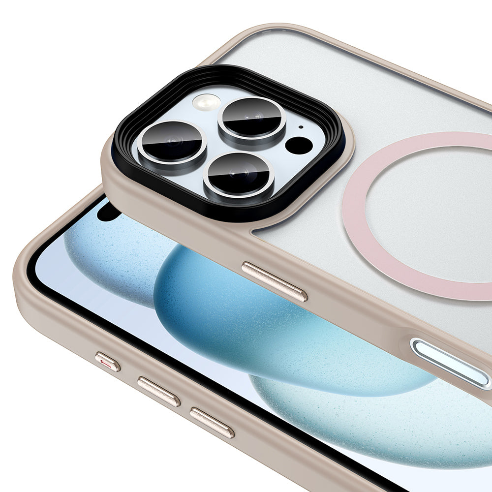 Apple iPhone 16 Pro Max Kılıf Mat Arka Yüzey Wireless Şarj Özellikli Zore Flet M-safe Kapak Rose Brown