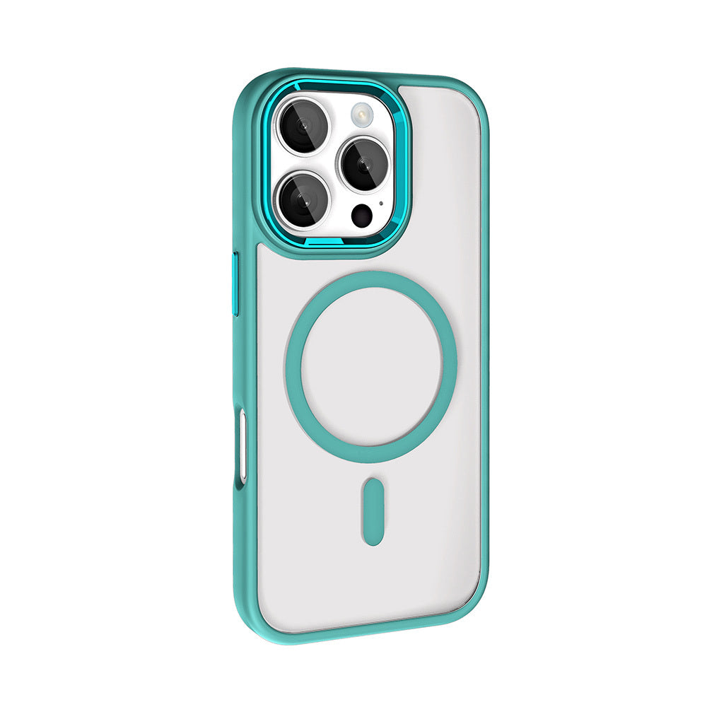 Apple iPhone 16 Pro Max Kılıf Wireless Şarj Özellikli Zore Krom M-safe Silikon Kapak Pembe