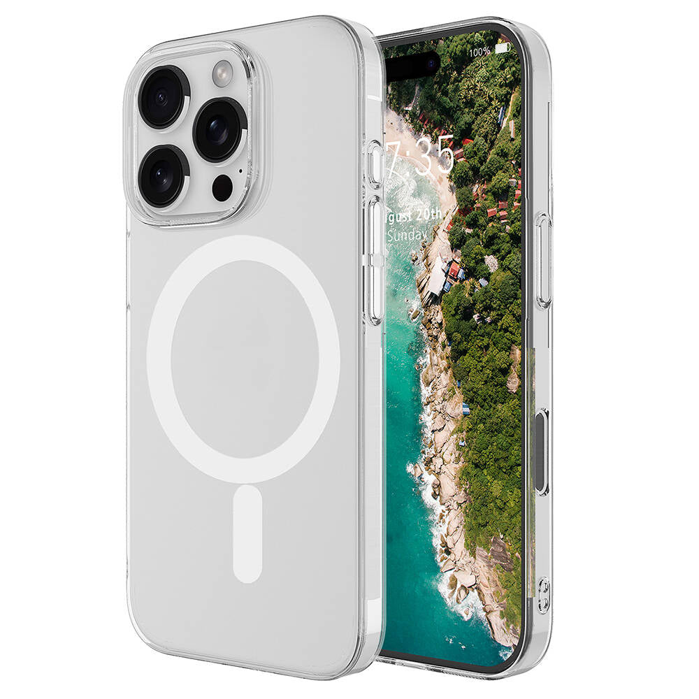 Apple iPhone 16 Pro Max Kılıf Zore M-safe Şarj Özellikli Şeffaf Tek Kamera Çerçeveli Porto Kapak Şeffaf