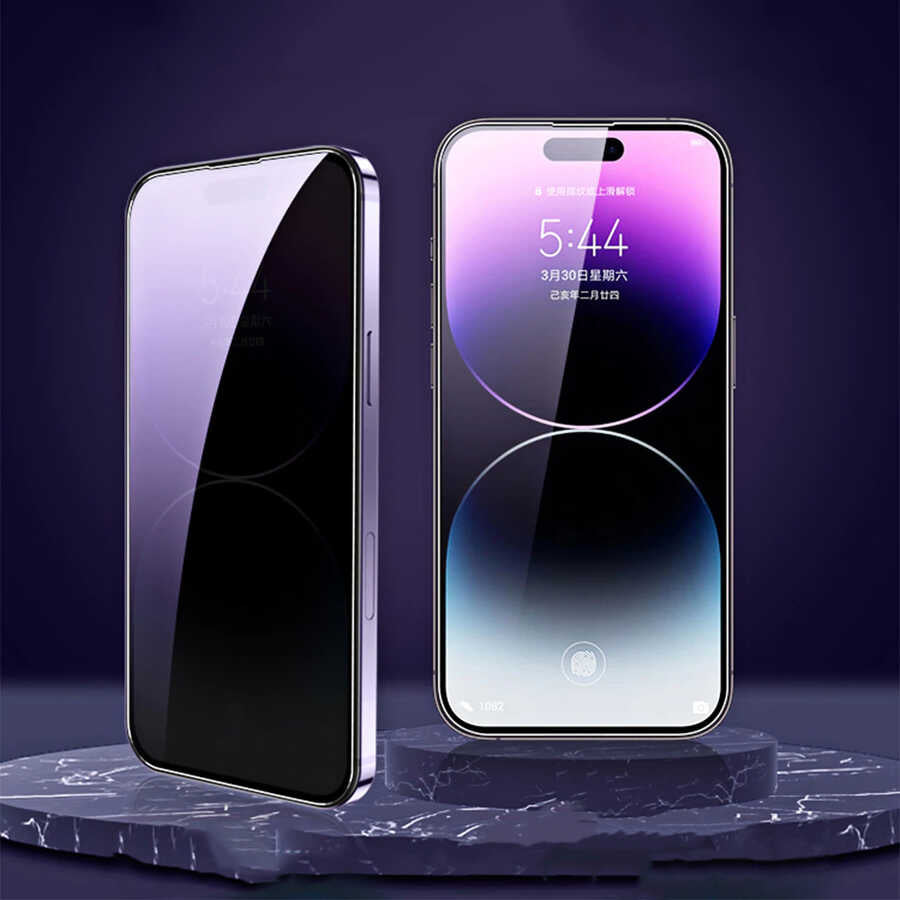 Apple iPhone 16 Pro Max Zore Kor Privacy Cam Ekran Koruyucu Siyah