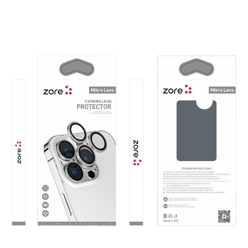 Apple iPhone 16 Pro Zore Mikro Kamera Lens Koruyucu Siyah