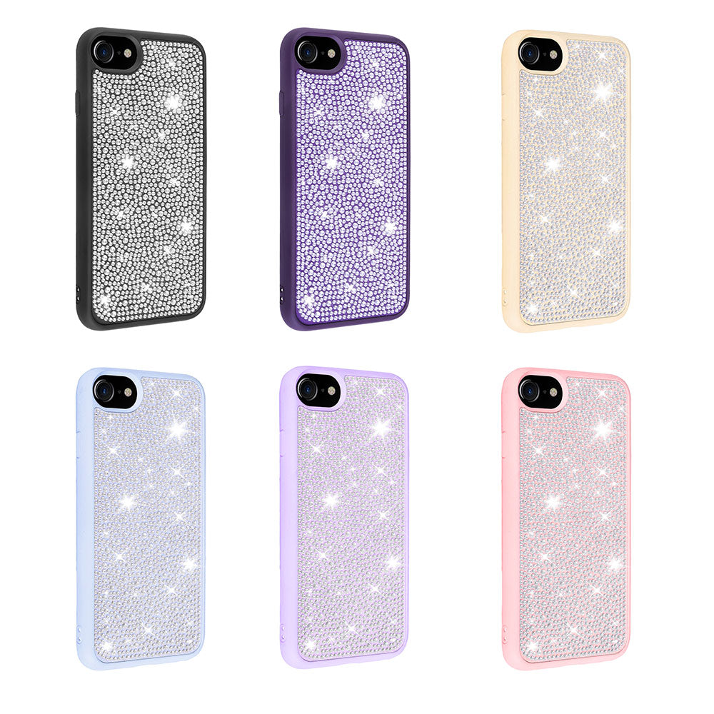 Apple iPhone 7 Kılıf Parlak Taşlı Tasarım Zore Ston Kapak Pembe