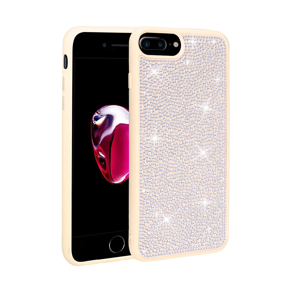 Apple iPhone 7 Plus Kılıf Parlak Taşlı Tasarım Zore Ston Kapak Beyaz