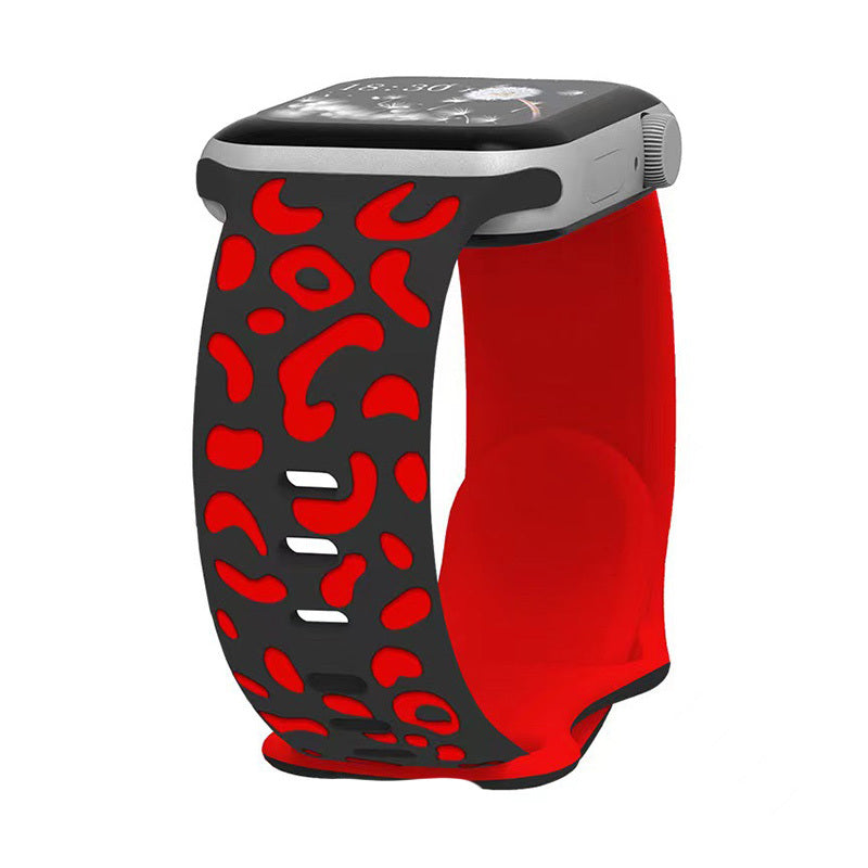 Apple Watch 10 46mm Zore KRD-140 Silikon Kordon Strap Kayış Siyah-Kırmızı