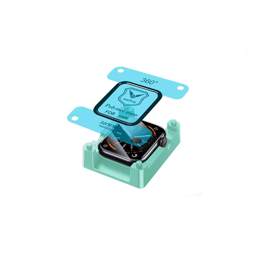 Apple Watch 38mm Zore Polymer Nano Ekran Koruyucu + Kolay Uygulama Aparatlı Siyah