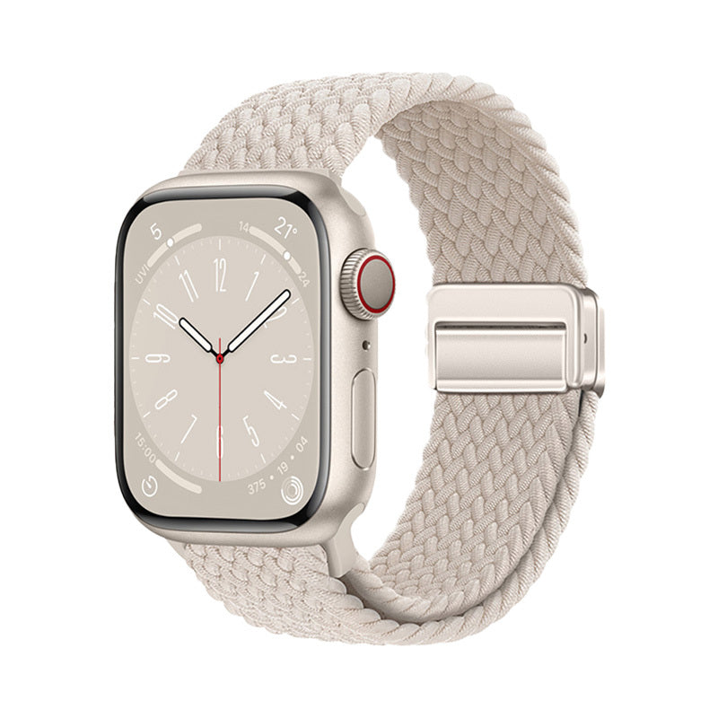 Apple Watch 40mm Zore KRD-134 Örgü Tasarımlı Hasır Kordon Strap Kayış Starlight