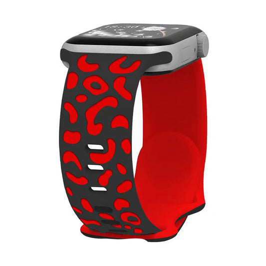 Apple Watch 42mm Zore KRD-140 Silikon Kordon Strap Kayış Siyah-Kırmızı