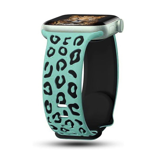 Apple Watch 44mm Zore KRD-140 Silikon Kordon Strap Kayış Yeşil-Siyah