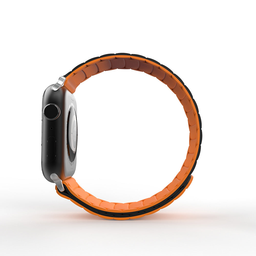 Apple Watch 7 41mm Zore KRD-122 Silikon Kordon Strap Kayış Siyah-Turuncu