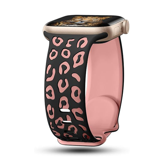 Apple Watch 7 41mm Zore KRD-140 Silikon Kordon Strap Kayış Siyah-Pembe