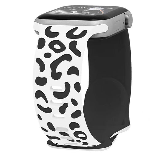 Apple Watch 7 41mm Zore KRD-140 Silikon Kordon Strap Kayış Beyaz-Siyah