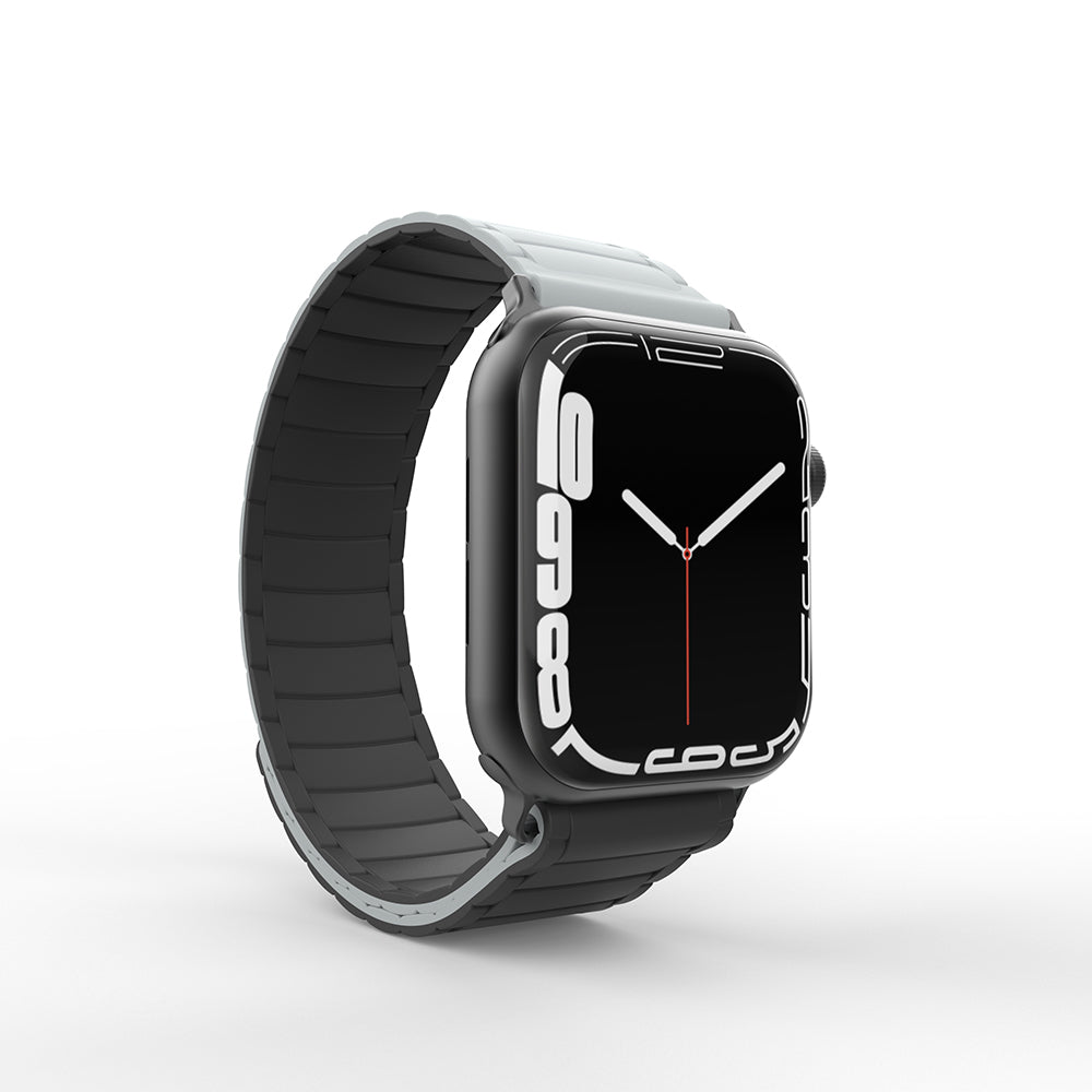 Apple Watch 7 45mm Zore KRD-122 Silikon Kordon Strap Kayış Siyah-Turuncu