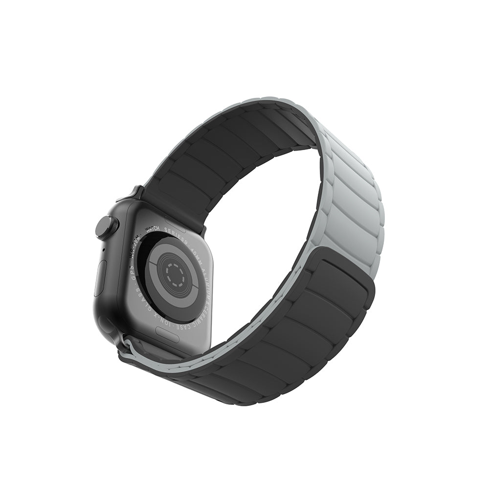 Apple Watch 7 45mm Zore KRD-122 Silikon Kordon Strap Kayış Siyah-Turuncu