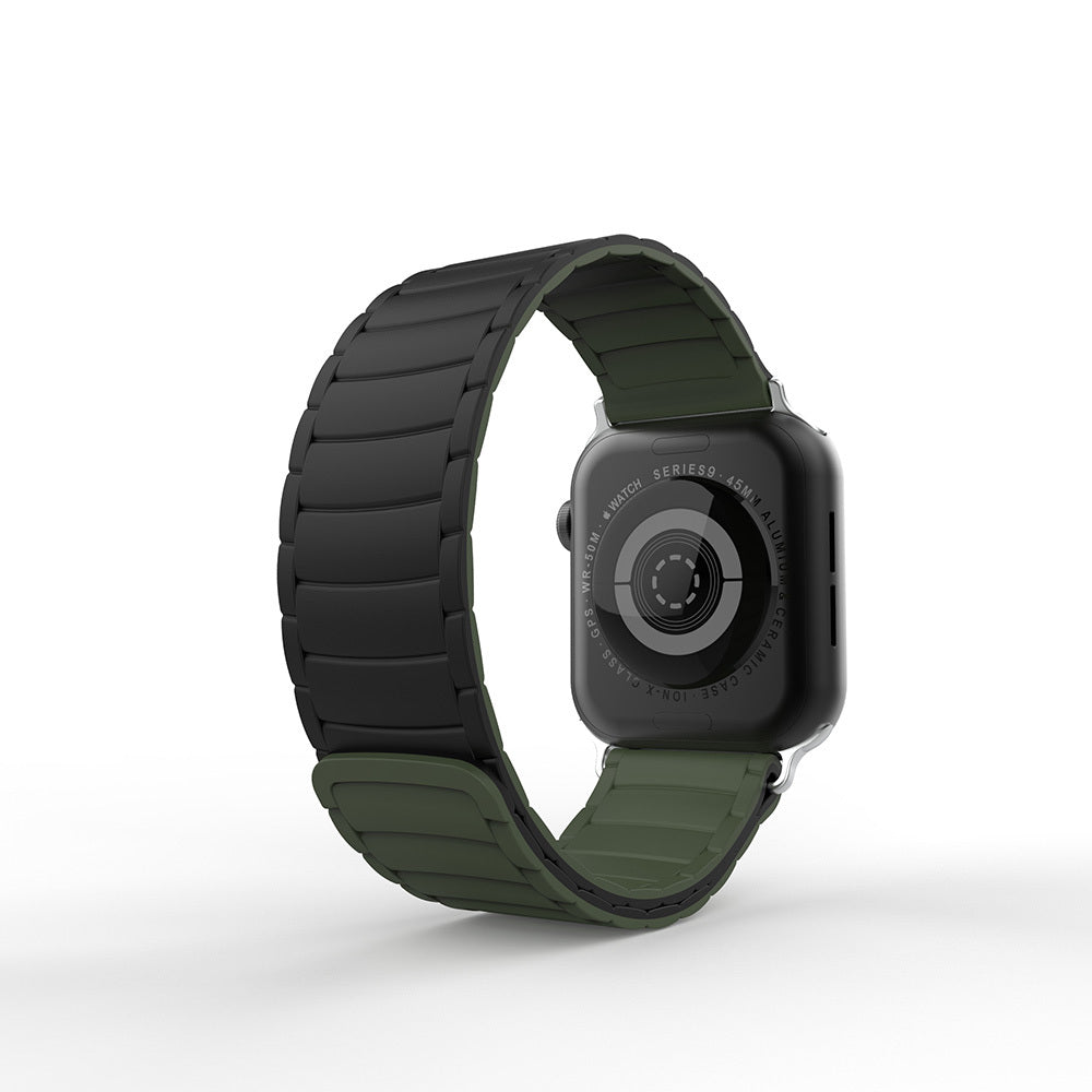 Apple Watch 7 45mm Zore KRD-122 Silikon Kordon Strap Kayış Siyah-Turuncu
