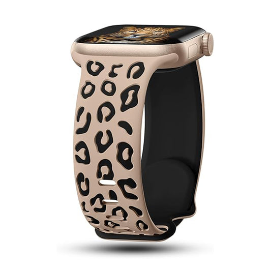 Apple Watch 7 45mm Zore KRD-140 Silikon Kordon Strap Kayış Bej-Siyah