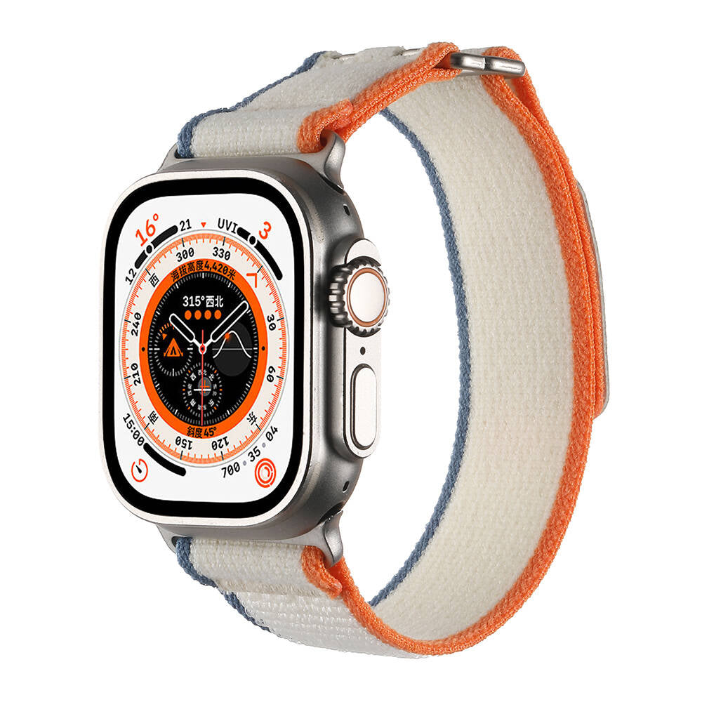 Apple Watch Ultra 49mm Hasır Kordon Zore KRD-106 Strap Kayış Beyaz