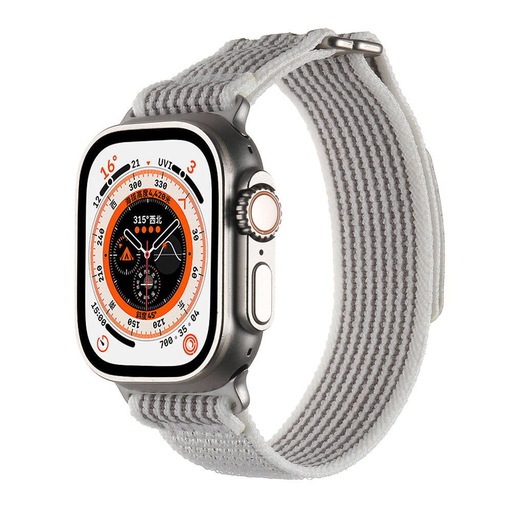 Apple Watch Ultra 49mm Hasır Kordon Zore KRD-106 Strap Kayış Beyaz