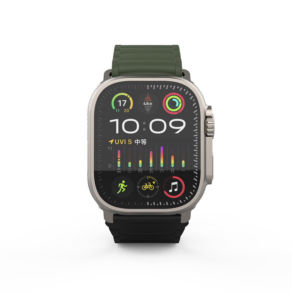 Apple Watch Ultra 49mm Zore KRD-122 Silikon Kordon Strap Kayış Siyah-Gri