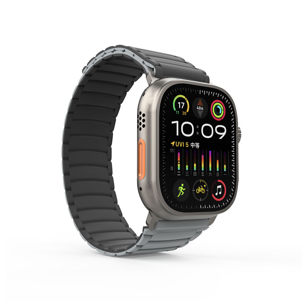 Apple Watch Ultra 49mm Zore KRD-122 Silikon Kordon Strap Kayış Siyah-Gri