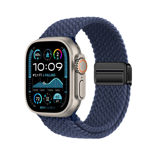 Apple Watch Ultra 49mm Zore KRD-134 Örgü Tasarımlı Hasır Kordon Strap Kayış Lacivert