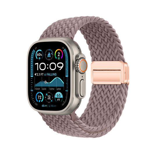 Apple Watch Ultra 49mm Zore KRD-134 Örgü Tasarımlı Hasır Kordon Strap Kayış Mor