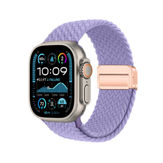 Apple Watch Ultra 49mm Zore KRD-134 Örgü Tasarımlı Hasır Kordon Strap Kayış Lila
