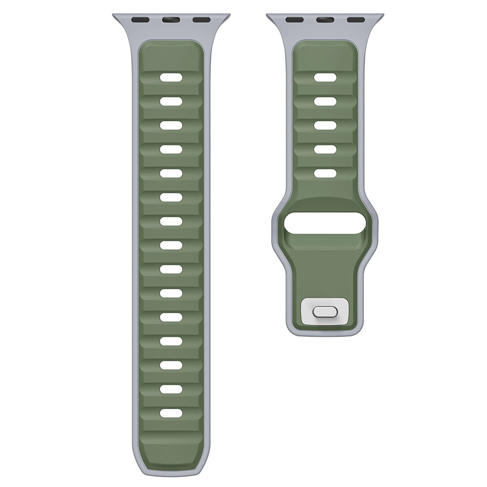 Apple Watch Ultra 49mm Zore KRD-135 Silikon Kordon Strap Kayış Koyu Yeşil-Siyah