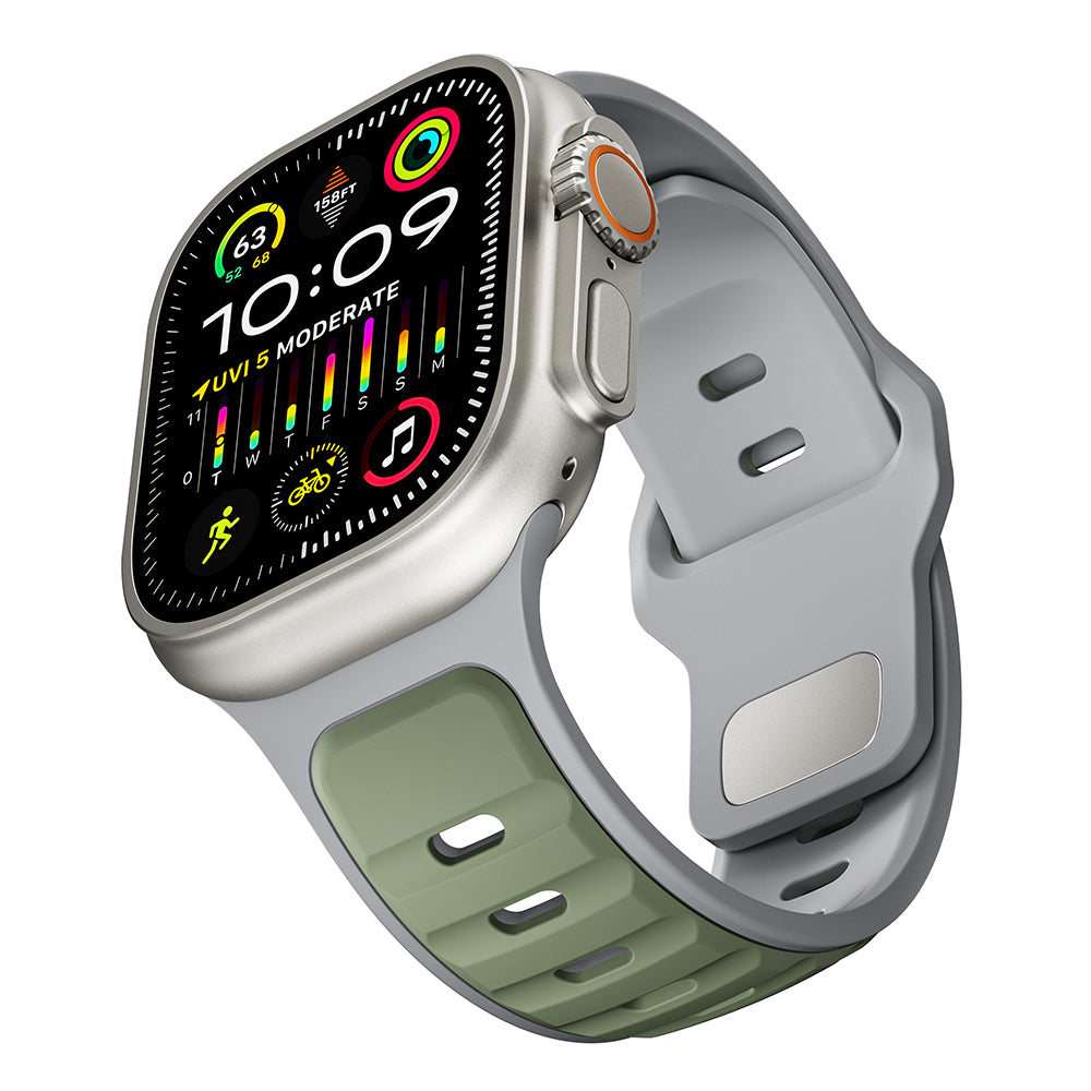 Apple Watch Ultra 49mm Zore KRD-135 Silikon Kordon Strap Kayış Gri-Turuncu