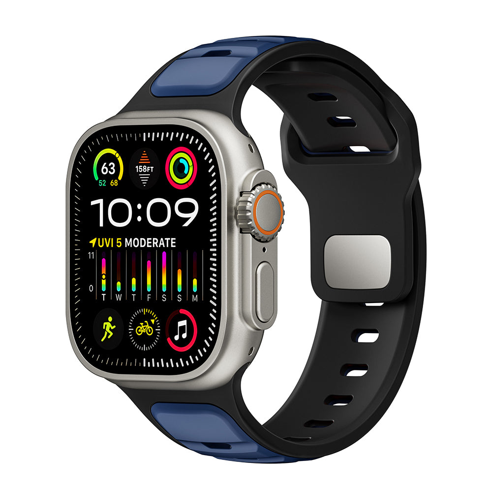 Apple Watch Ultra 49mm Zore KRD-135 Silikon Kordon Strap Kayış Gri-Siyah