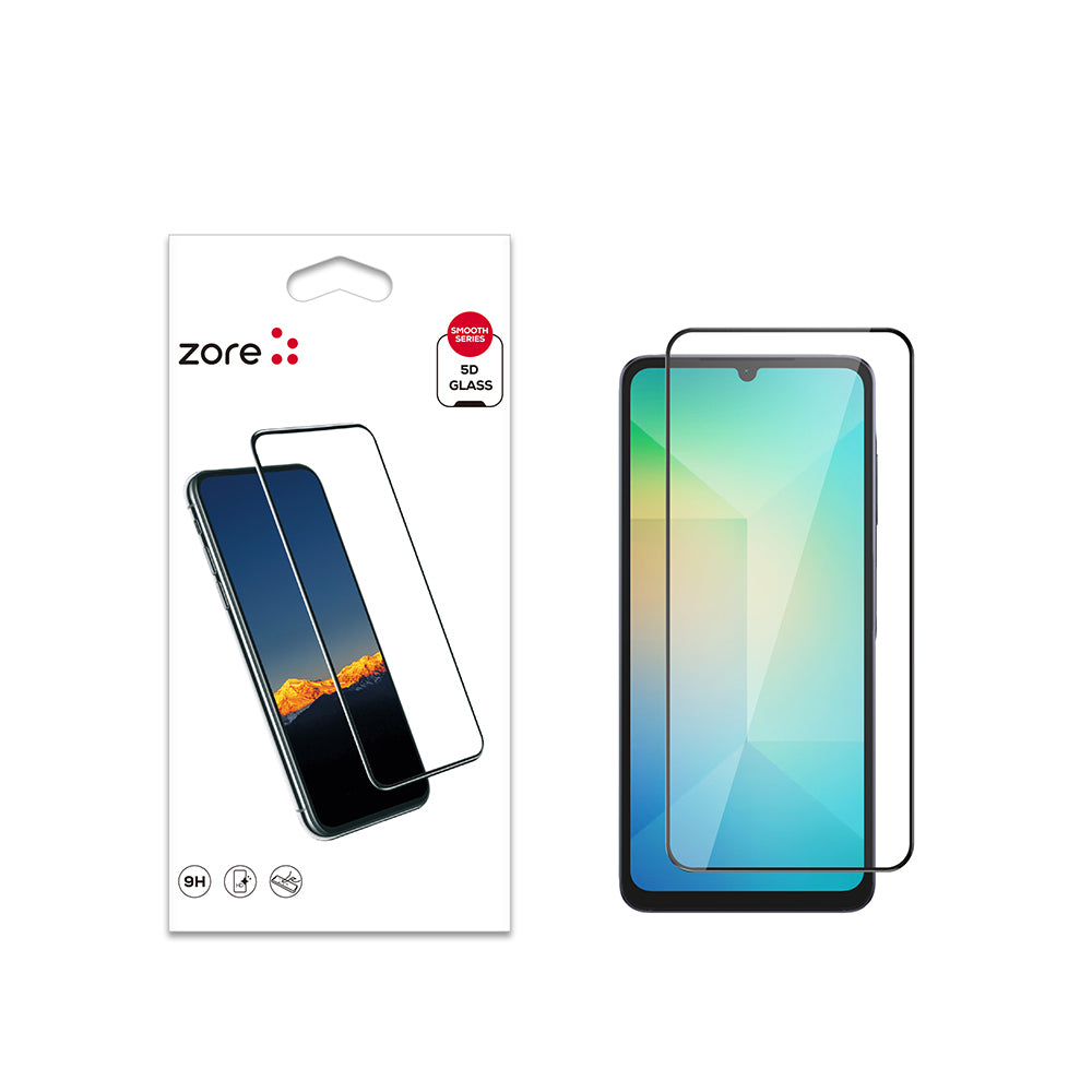 Galaxy A06 Zore Kenarları Kırılmaya Dayanıklı Cam Ekran Koruyucu Siyah