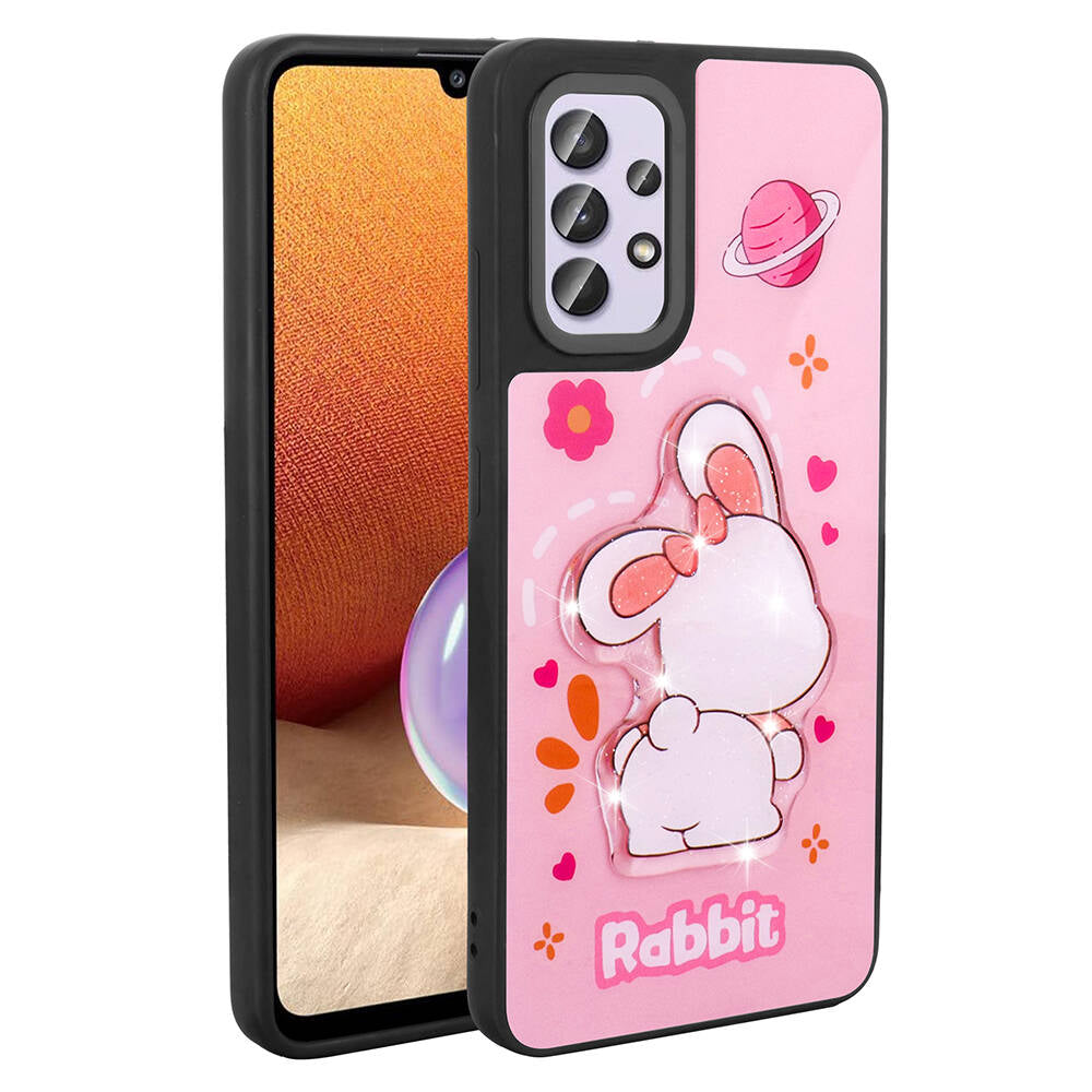 Galaxy A32 4G Kılıf Parlayan Kabartmalı İkonik Figürlü Zore Amas Silikon Kapak Siyah