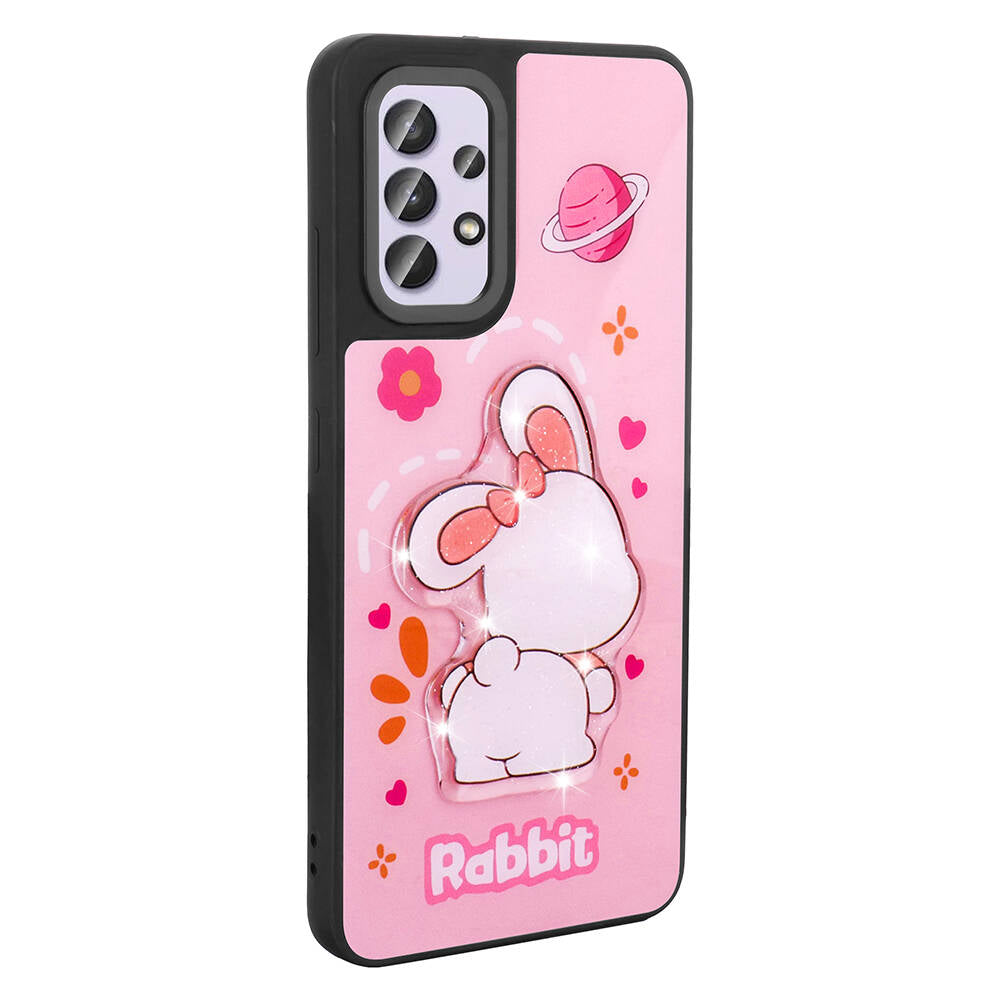 Galaxy A32 4G Kılıf Parlayan Kabartmalı İkonik Figürlü Zore Amas Silikon Kapak Mor