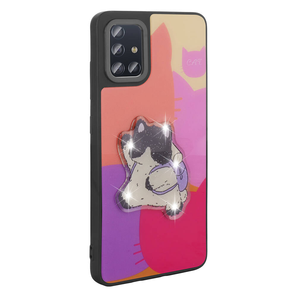 Galaxy A51 Kılıf Parlayan Kabartmalı İkonik Figürlü Zore Amas Silikon Kapak Beyaz