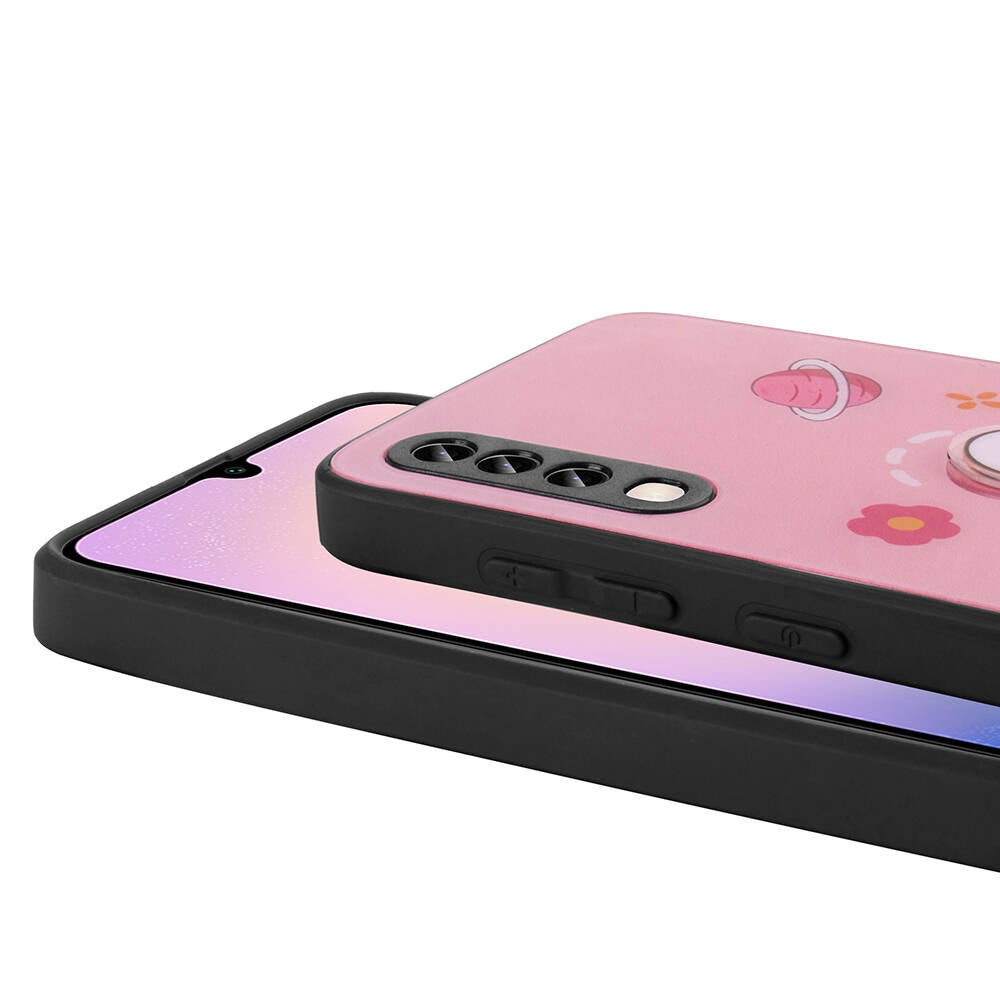 Galaxy A70 Kılıf Parlayan Kabartmalı İkonik Figürlü Zore Amas Silikon Kapak Siyah