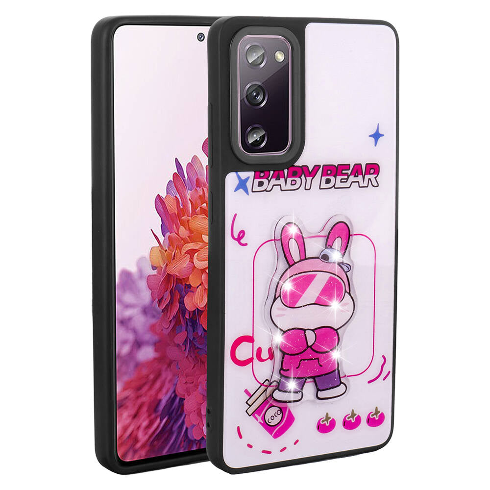 Galaxy S20 FE Kılıf Parlayan Kabartmalı İkonik Figürlü Zore Amas Silikon Kapak Beyaz