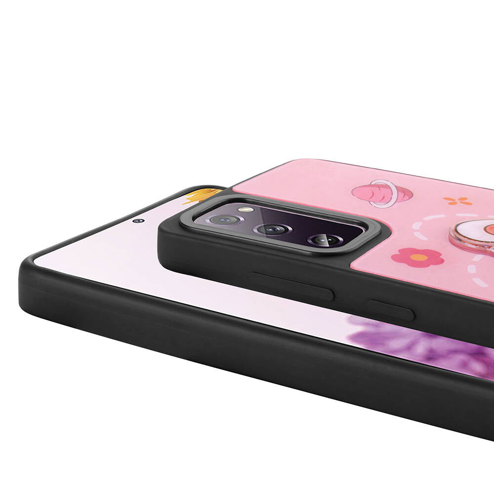 Galaxy S20 FE Kılıf Parlayan Kabartmalı İkonik Figürlü Zore Amas Silikon Kapak Mor