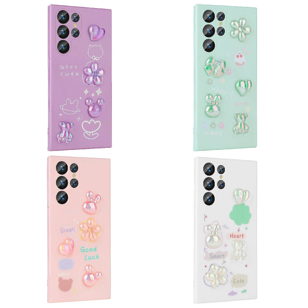 Galaxy S23 Ultra Kılıf Kabartma Figürlü Parlak Zore Toys Silikon Kapak Pembe