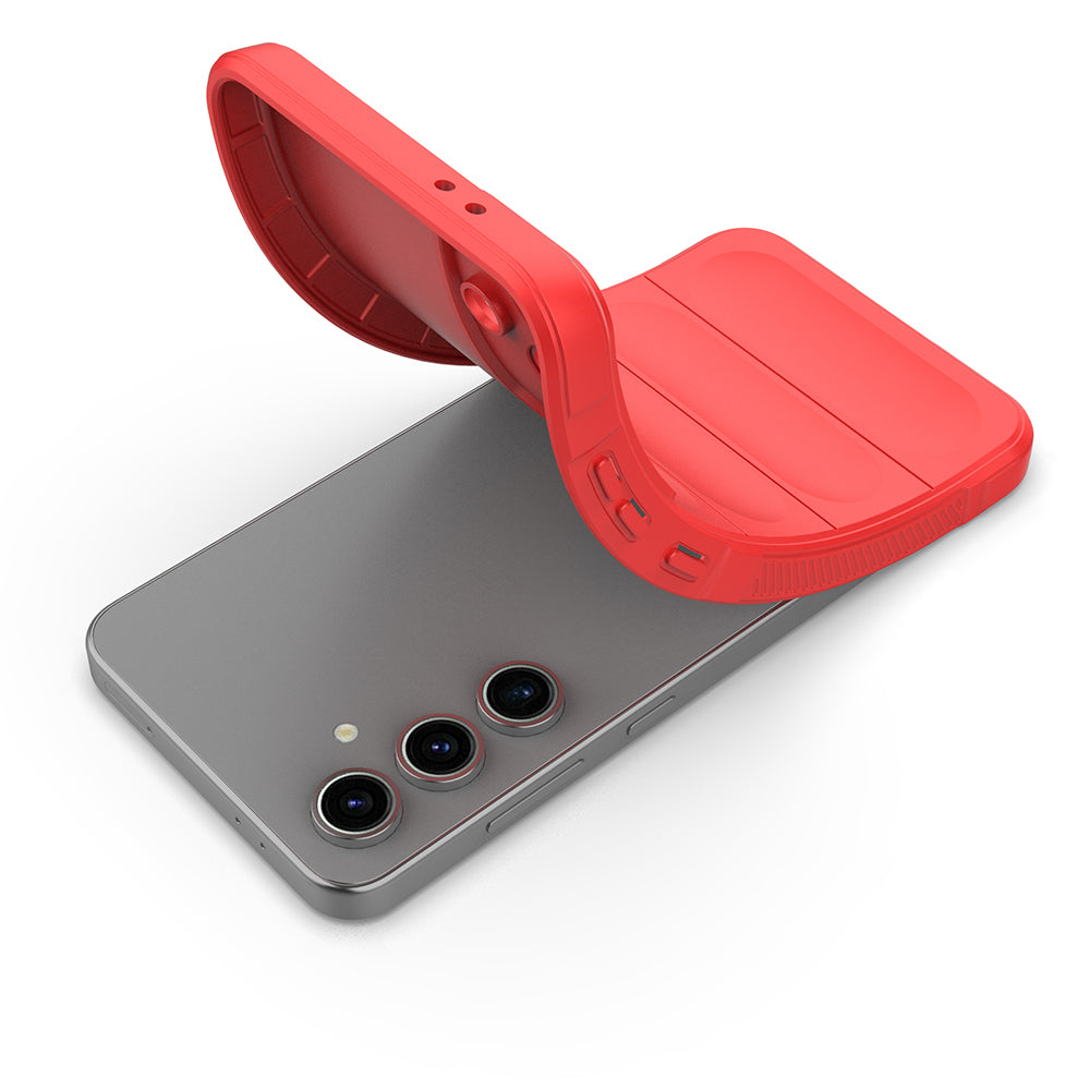 Galaxy S24 FE Kılıf Esnek TPU Oyuklu Arka Yüzey Tasarımlı Zore Etnik Silikon Kapak Kırmızı