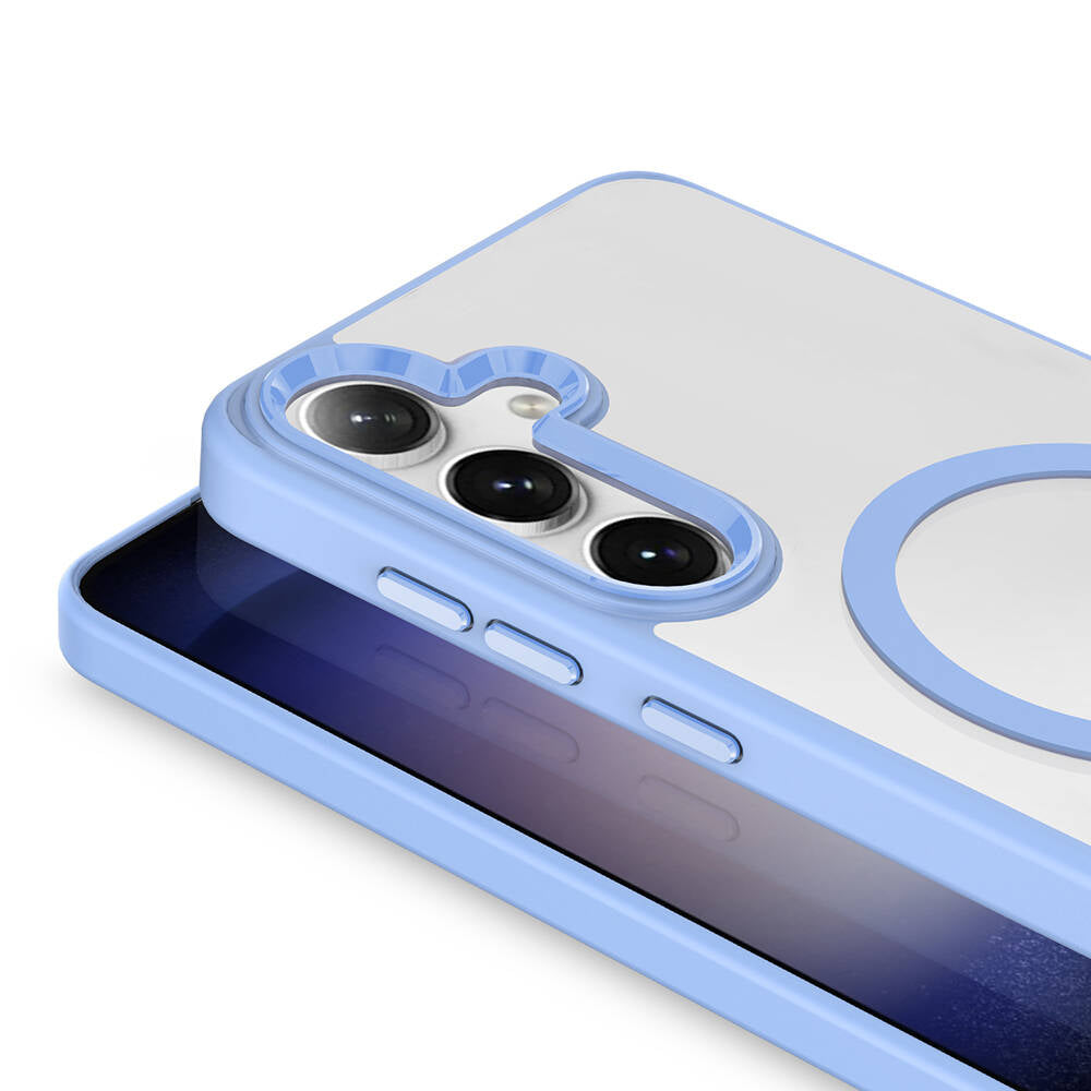 Galaxy S24 Kılıf M-safe Şarj Özellikli Zore Krom M-safe Silikon Kapak Gri