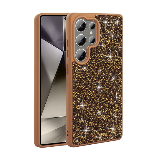 Galaxy S25 Ultra Kılıf Parlak Taşlı Tasarım Zore Pırlanta Kapak Gold