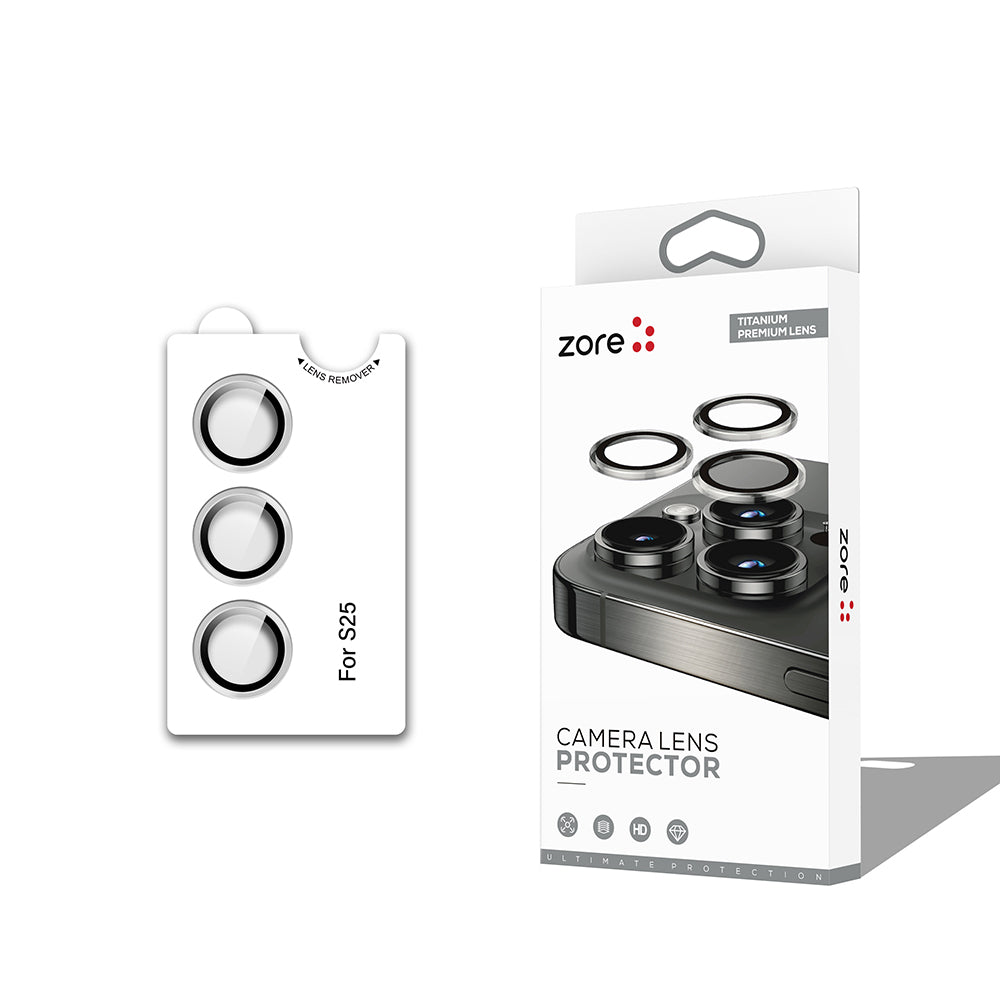 Galaxy S25 Zore CL-12 Premium Safir Parmak İzi Bırakmayan Anti-Reflective Kamera Lens Koruyucu Gümüş