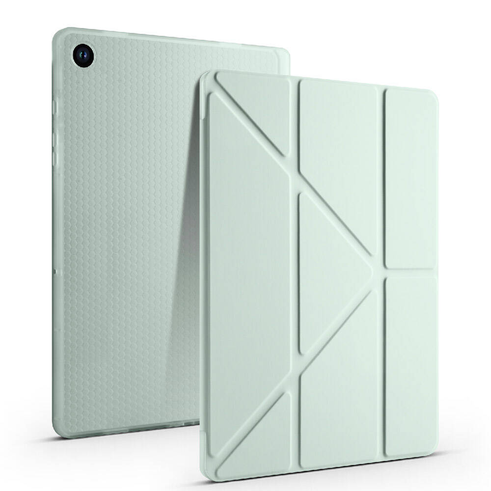Galaxy Tab A9 Kılıf Zore Tri Folding Kalem Bölmeli Standlı Kılıf Gri