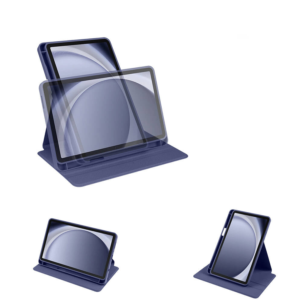 Galaxy Tab A9 Plus Kılıf Zore Termik Kalem Bölmeli Dönebilen Standlı Kılıf Lavendery Gray