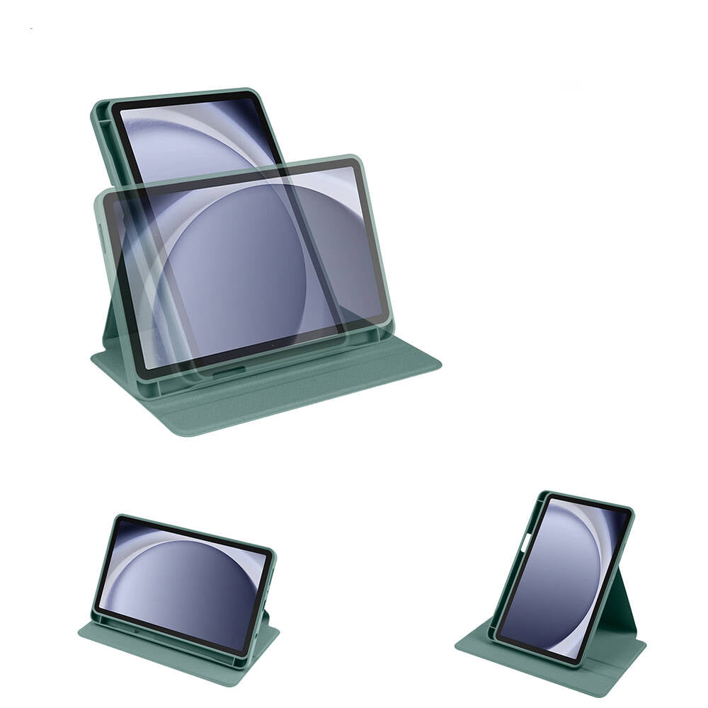 Galaxy Tab A9 Plus Kılıf Zore Termik Kalem Bölmeli Dönebilen Standlı Kılıf Siyah