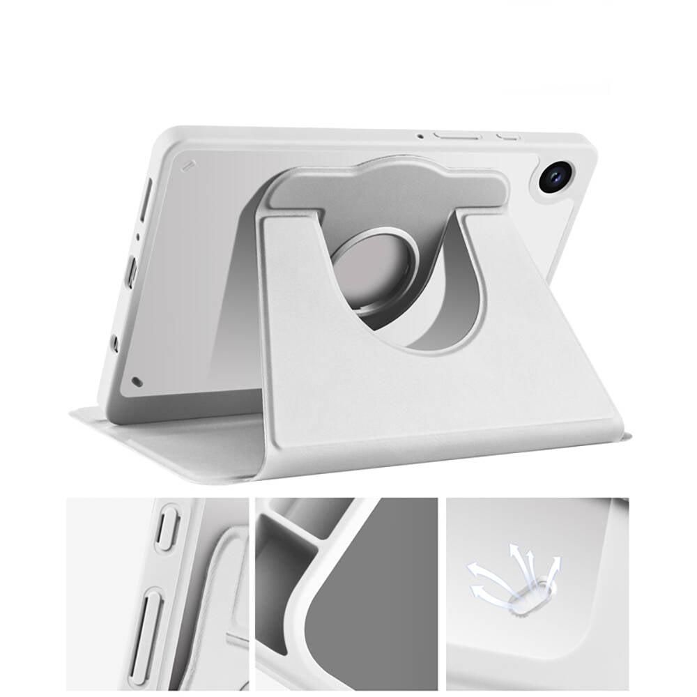 Galaxy Tab A9 Plus Kılıf Zore Termik Kalem Bölmeli Dönebilen Standlı Kılıf Pembe