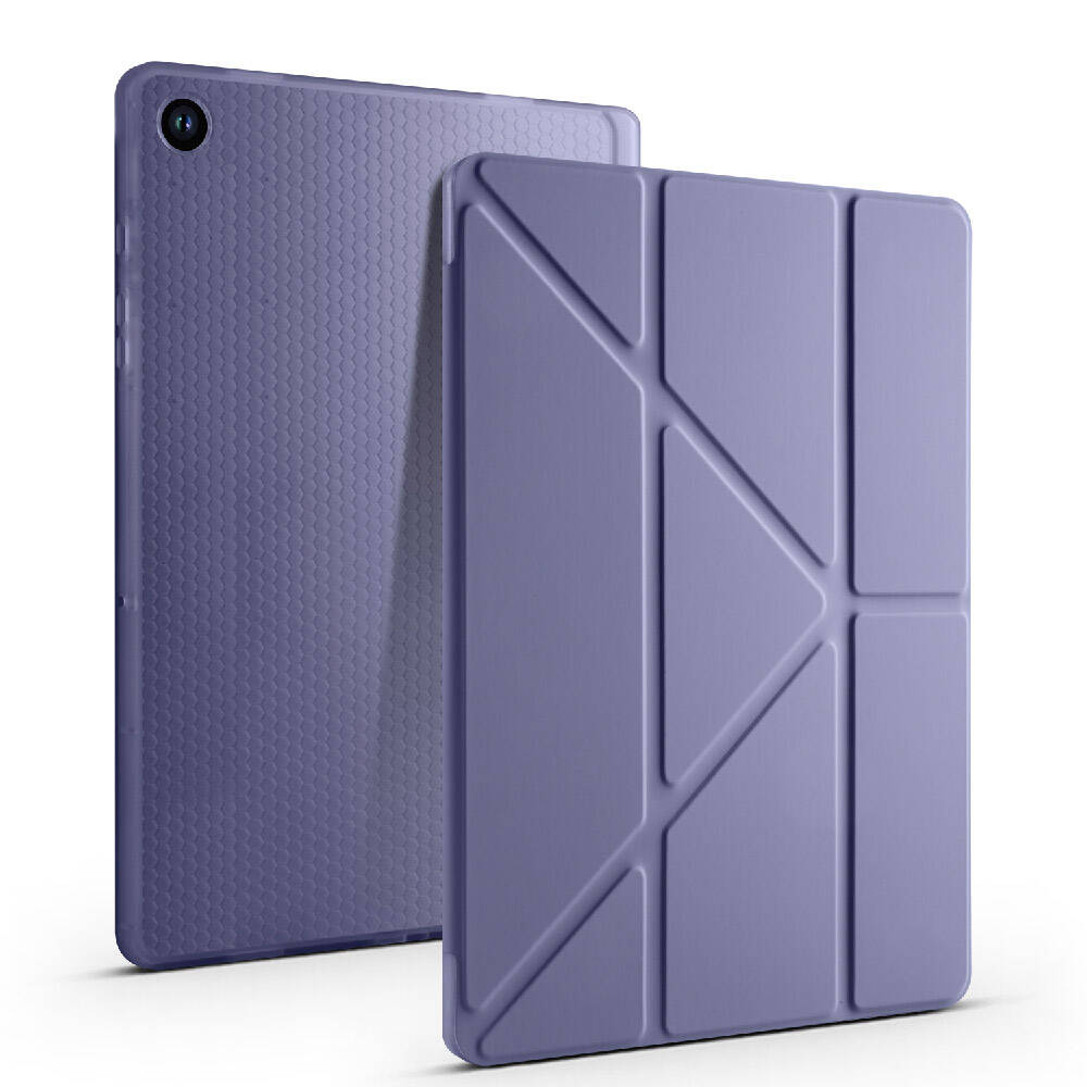 Galaxy Tab A9 Plus Kılıf Zore Tri Folding Kalem Bölmeli Standlı Kılıf Lila