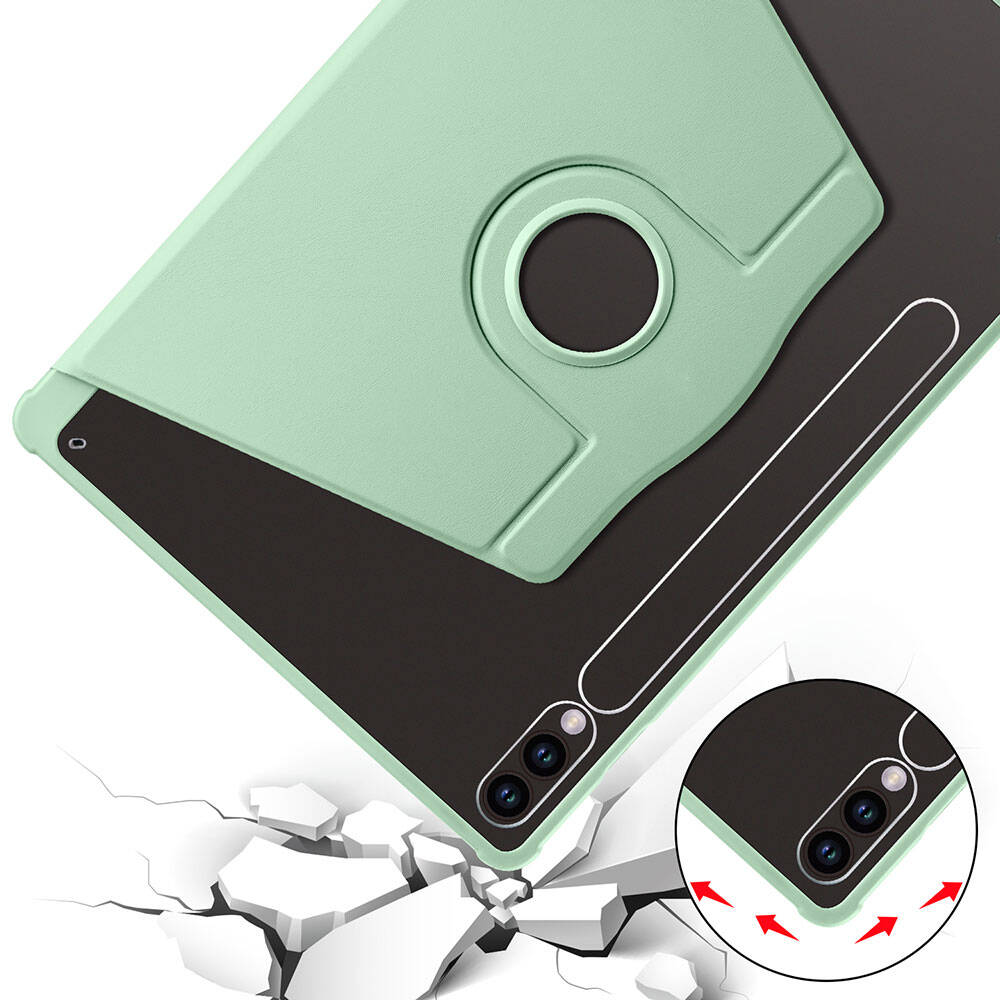 Galaxy Tab S10 Plus Kılıf Zore Termik Kalem Bölmeli Dönebilen Standlı Kılıf Lavendery Gray