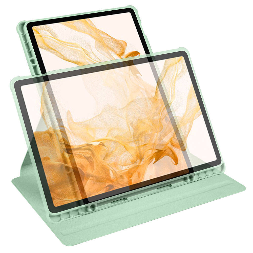 Galaxy Tab S10 Plus Kılıf Zore Termik Kalem Bölmeli Dönebilen Standlı Kılıf Açık Yeşil