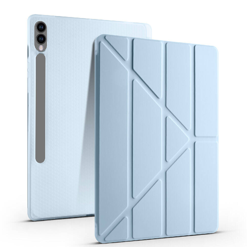 Galaxy Tab S10 Plus Kılıf Zore Tri Folding Kalem Bölmeli Standlı Kılıf Gri