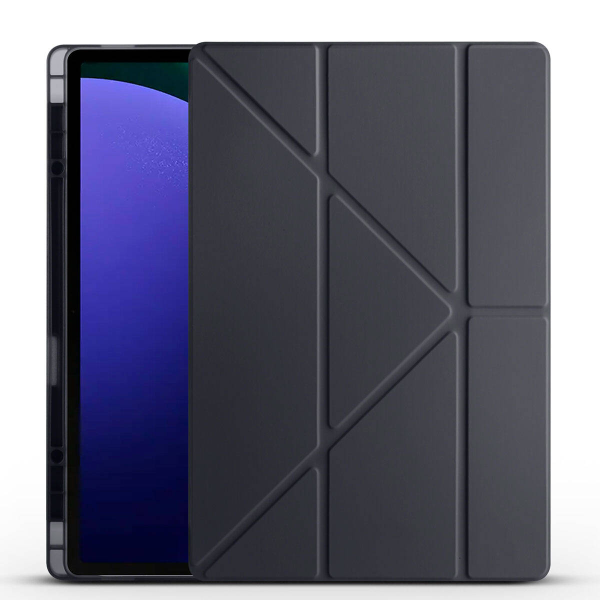 Galaxy Tab S10 Ultra Kılıf Zore Tri Folding Kalem Bölmeli Standlı Kılıf Mavi